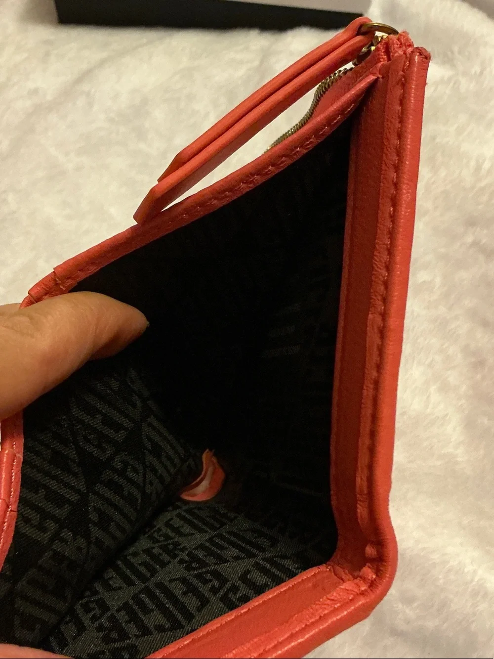 Kurt Geiger Genuine Leather Coral Quilted Zip Wallet/Card Holder